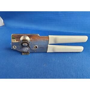 Vintage Swing-A-Way #8 Can Opener Bottle White Grips Manual 6-1/2” USA Away